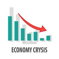 ícone gráfico da crise econômica global, recessão e inflação vetor