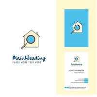logotipo criativo da casa de pesquisa e vetor de design vertical de cartão de visita