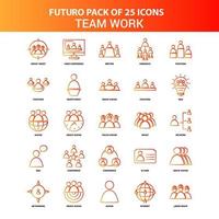 laranja futuro 25 conjunto de ícones de trabalho em equipe vetor
