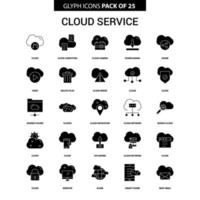 conjunto de ícones vetoriais de glifo de serviço em nuvem vetor
