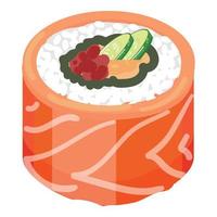 vetor de desenho de ícone de rolo de sushi vermelho. comida japonesa