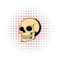 ícone do crânio humano, estilo de quadrinhos vetor