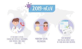 banner de dicas de saúde para prevenção de coronavírus vetor