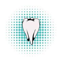 ícone de dente branco, estilo de quadrinhos vetor