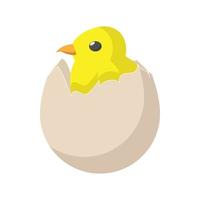 galinha recém-nascida amarela chocada do ícone do ovo vetor