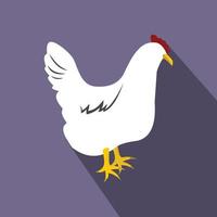 ícone plano de galinha branca vetor