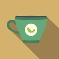 ícone plano de xícara de chá verde vetor