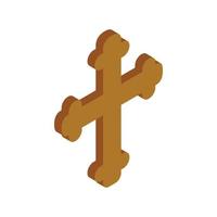símbolo religioso do ícone 3d isométrico de crucifixo vetor