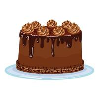 vetor de desenhos animados de ícone de bolo de chocolate de cacau. comida de festa