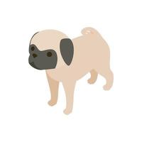 ícone de cachorro pug, estilo 3d isométrico vetor