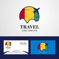 logotipo da bandeira da guiné de viagem e design de cartão de visita vetor