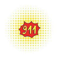 ícone de emergência 911, estilo de quadrinhos vetor