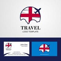 logotipo da bandeira da inglaterra de viagens e design de cartão de visita vetor