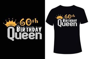 modelo de design de camiseta rainha de aniversário de 60 anos vetor