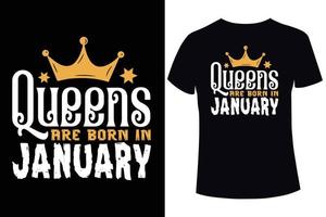 rainhas nascem em janeiro modelo de design de camiseta vetor