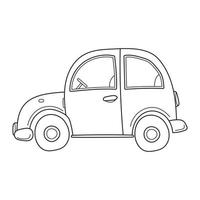um carro de brinquedo simples no estilo doodle de esboço. transporte urbano. vetor