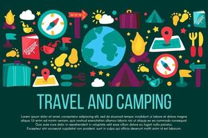 banner de viagens e camping com copyspace vetor