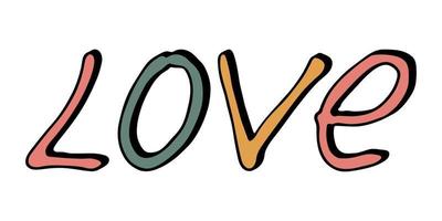 mão desenhada letras coloridas de vetor. doodle bonito de férias. amor clipart vetor