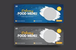 banner de capa de mídia social modelo de oferta de desconto de publicidade de comida design de postagem de capa de comida de mídia social vetor