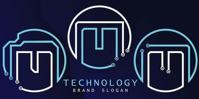 logotipo de tecnologia com letra m em vetor premium de design criativo