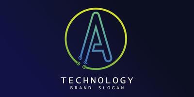 logotipo de tecnologia com uma carta em vetor premium de design criativo