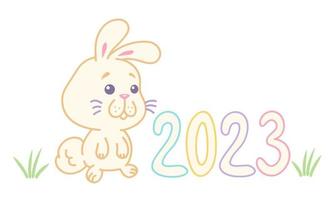 ilustração vetorial de um coelho para o ano novo 2023 vetor