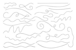 linhas finas e encaracoladas abstratas definidas em ordem aleatória simples ilustração vetorial desenhada à mão vetor
