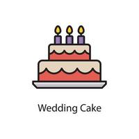 vetor de bolo de casamento cheio de ilustração de design de ícone de contorno. símbolo de amor no arquivo eps 10 de fundo branco