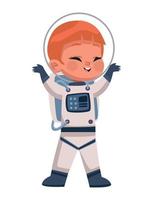 menino loiro com roupa de astronauta vetor