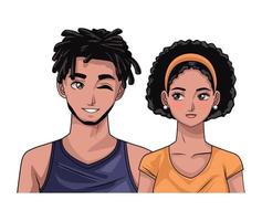 casal de jovens amantes afro vetor