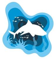 arte de papel de tubarão sealife vetor