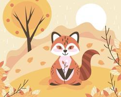 cena de outono com raposa vetor