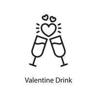 ilustração do projeto do ícone do esboço do vetor da bebida dos namorados. símbolo de amor no arquivo eps 10 de fundo branco