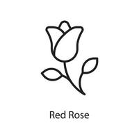 ilustração de design de ícone de contorno de vetor de rosa vermelha. símbolo de amor no arquivo eps 10 de fundo branco
