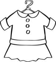 bebê de vestido de linha em um esboço de ilustração de símbolo de cabide vetor