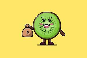 kiwi bonito dos desenhos animados como uma pintura de construtor vetor