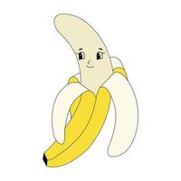 desenho de banana. ilustração vetorial feliz personagem fofa de fruta banana amarela vetor