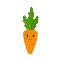 desenho de cenoura. ilustração vetorial feliz personagem fofa de vegetais de cenoura laranja