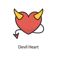 vetor de coração do diabo cheio de ilustração de design de ícone de contorno. símbolo de amor no arquivo eps 10 de fundo branco