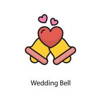 vetor de sino de casamento cheio ilustração de design de ícone de contorno. símbolo de amor no arquivo eps 10 de fundo branco
