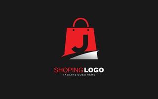 j logo onlineshop para empresa de branding. ilustração vetorial de modelo de bolsa para sua marca. vetor