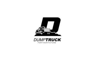 d logotipo caminhão basculante para empresa de construção. ilustração vetorial de modelo de equipamento pesado para sua marca. vetor