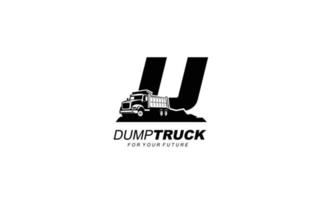 u logotipo caminhão basculante para empresa de construção. ilustração vetorial de modelo de equipamento pesado para sua marca. vetor