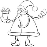 personagem de desenho animado de natal de papai noel com presente vetor