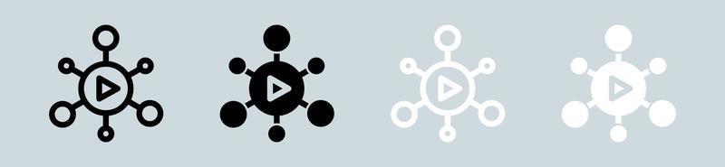 ícone de marketing definido em preto e branco. ilustração em vetor sinais de negócios.