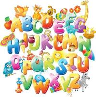 alfabeto com fotos para crianças vetor