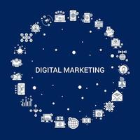 fundo de ícone de marketing digital criativo vetor