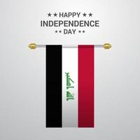 dia da independência do iraque pendurado fundo da bandeira vetor