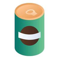 ícone de lata de feijão verde, estilo isométrico vetor