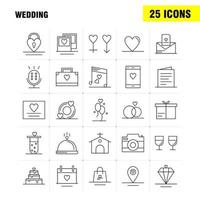 ícones de linha de casamento definidos para infográficos kit uxui móvel e design de impressão incluem bolsa bolsa de mão amor móvel celular amor microfone conjunto vetor